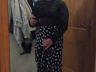 Crossdresser masturbating in skirt