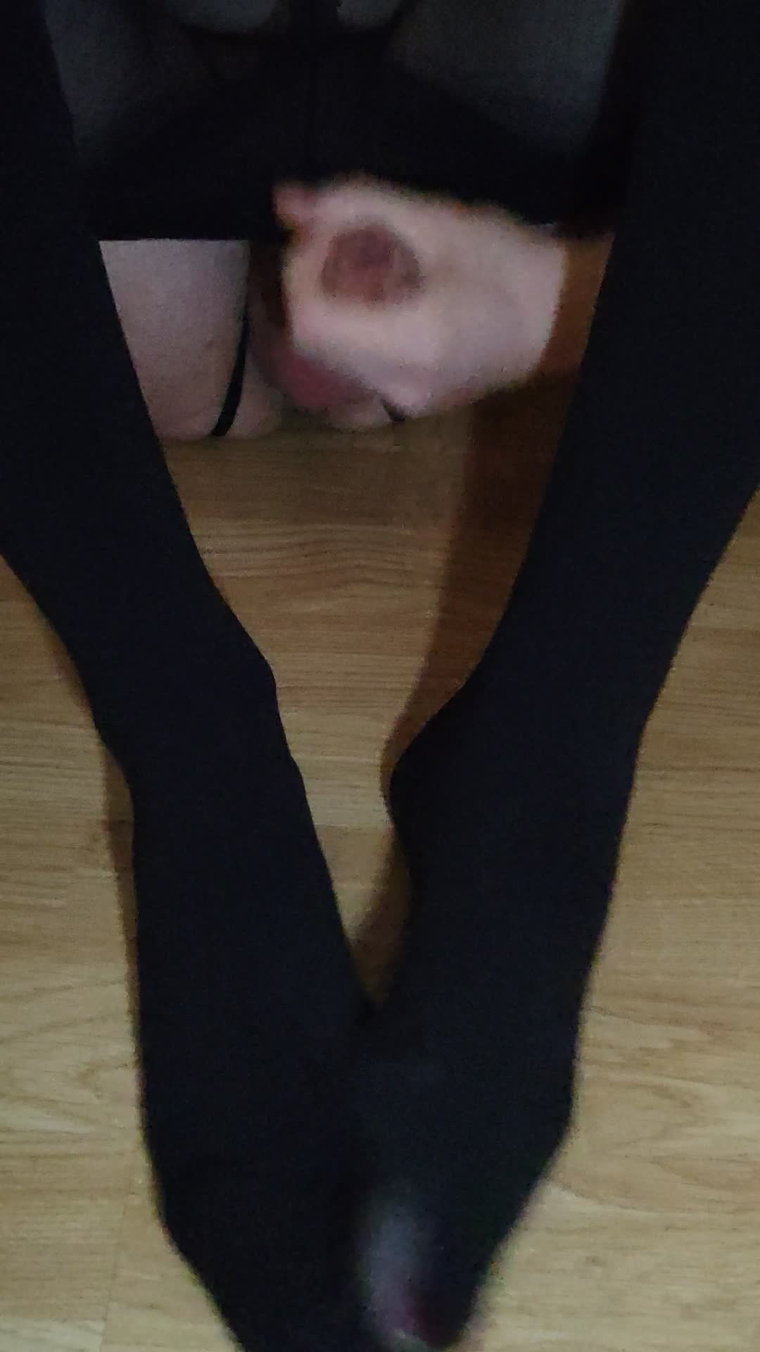 Sissy femboy cum on her own stocking feet